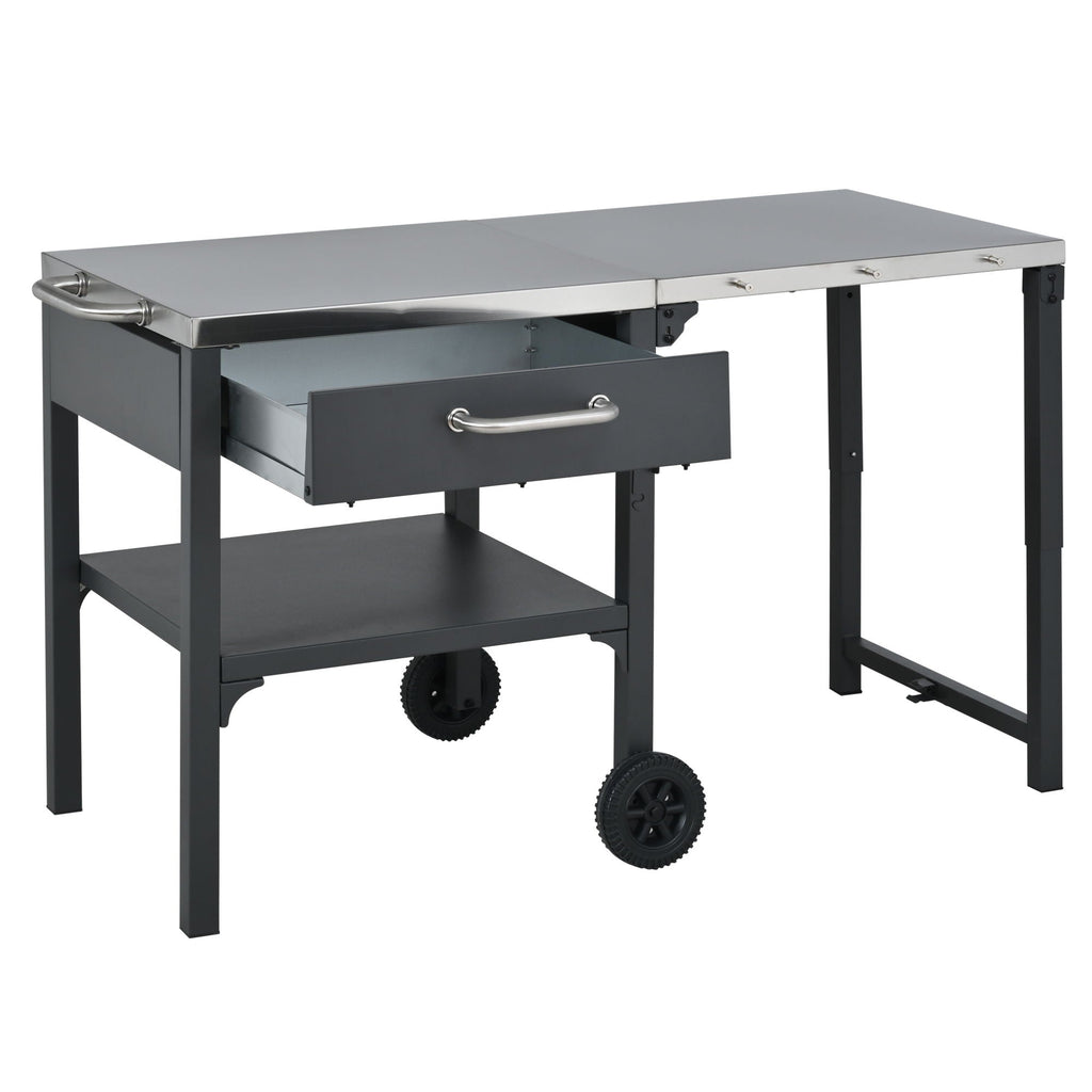 Foldable Outdoor Kitchen Cart with Storage - Black