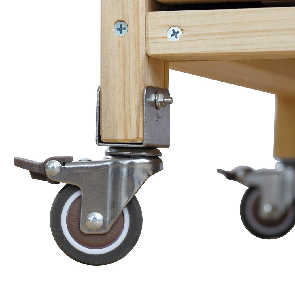 Outdoor Kitchen Island Rolling Bar Cart with Stainless Steel Top - Natural