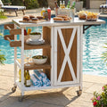 Foldable Outdoor Kitchen Island with Stainless Steel Top - Natural Wood