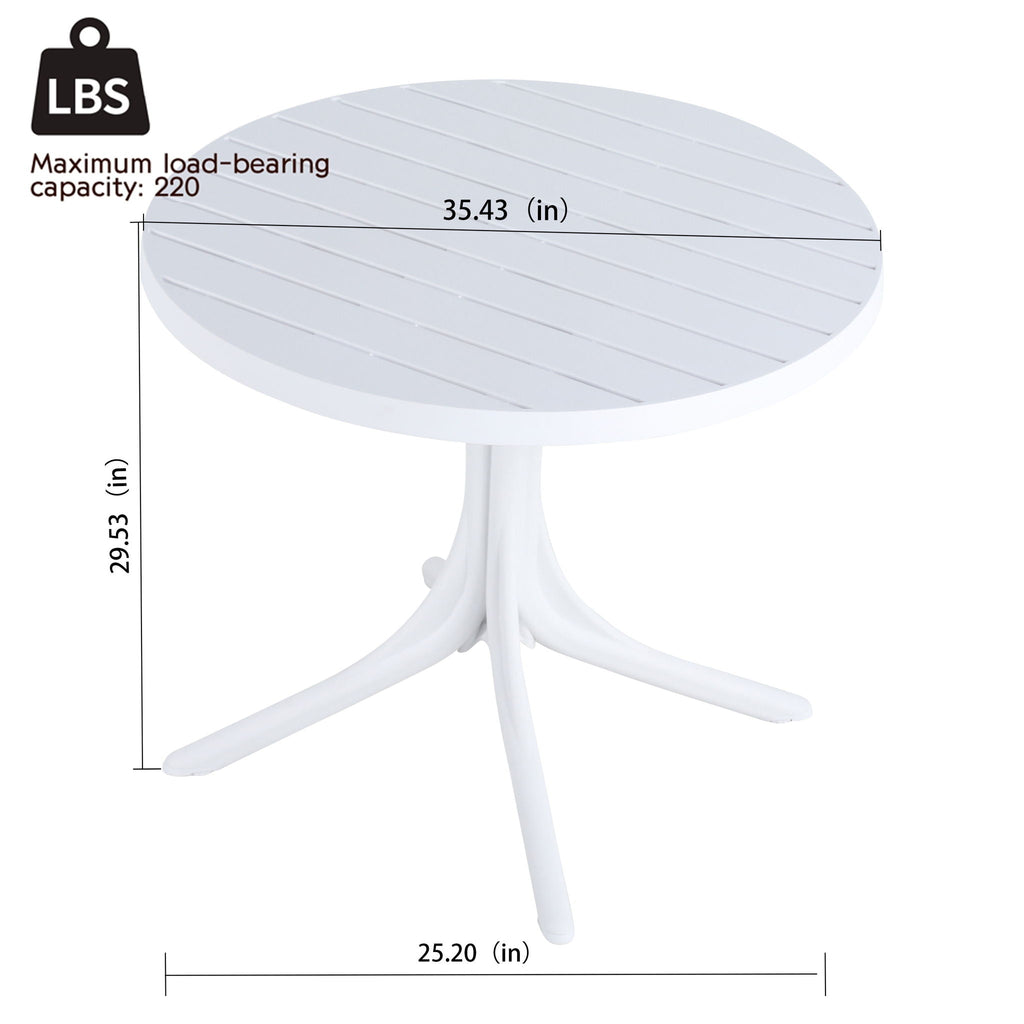 4 Modern Stackable Plastic Armchair Set with Round Table - Light Blue or Dark Gray