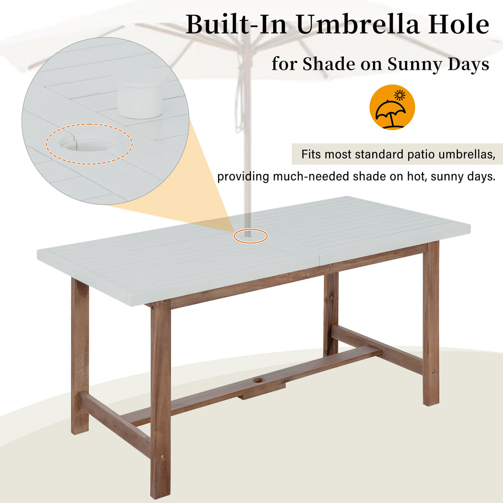 5-Piece Acacia Wood Outdoor Dining Set with Umbrella Hole