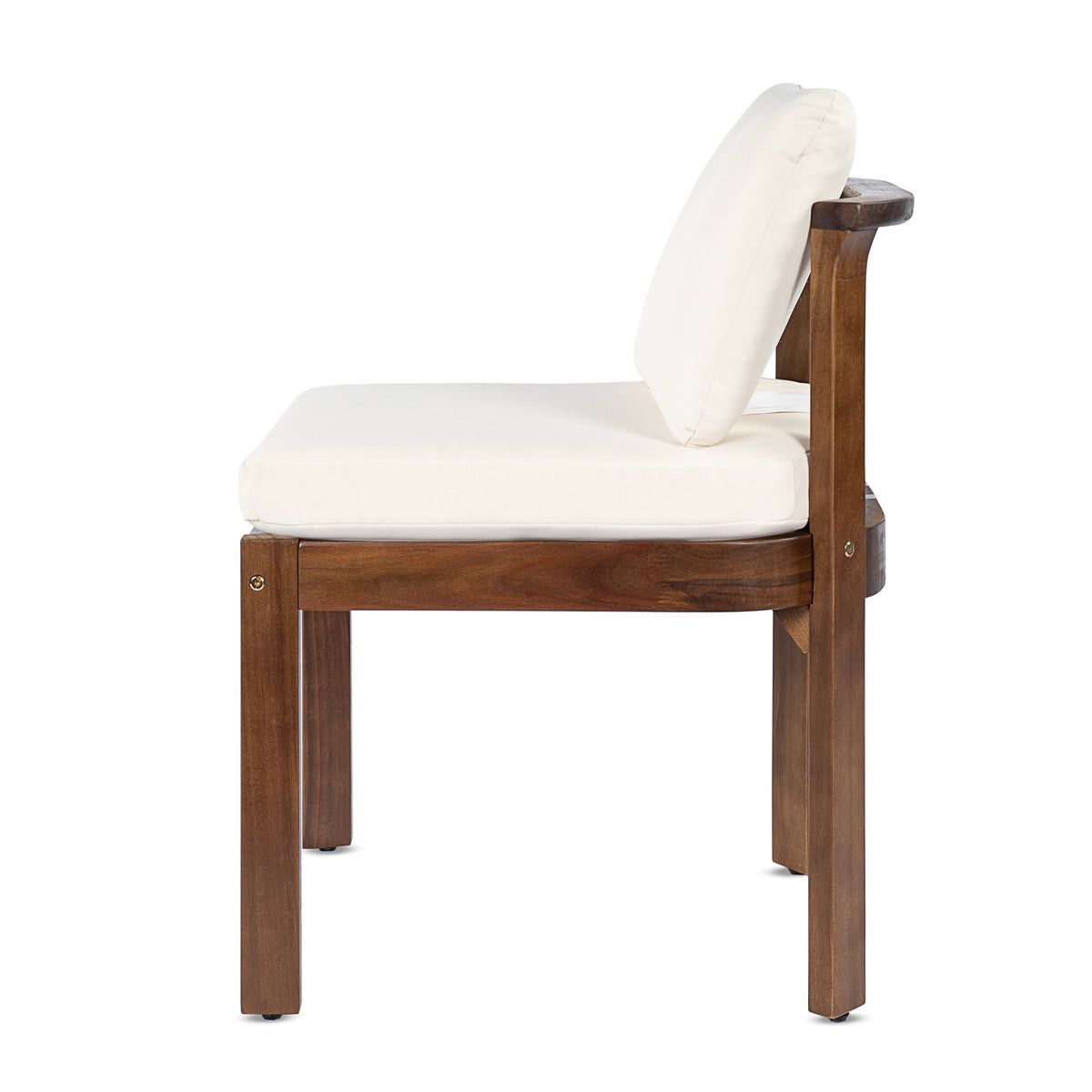 Acacia Wood Outdoor Dining Chair Set of 4 with Water-Repellent Cushions – Brown, Cream or Cream, Teak