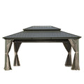 12' x 16' Hardtop Gazebo with Double Roof Canopy - Gray