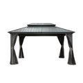 10' x 12' Hardtop Aluminum Gazebo with Double Roof - Gray