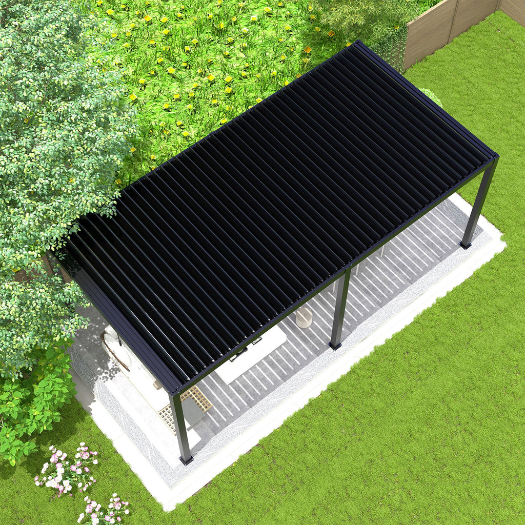 8640E Louver Pergola with Aluminum Frame & Adjustable Steel Louvers - Grey