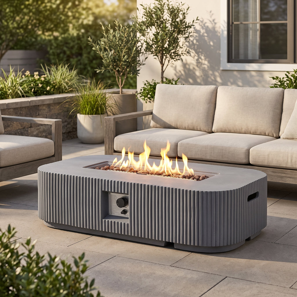 Outdoor 48.2" Rectangular MgO Fire Pit