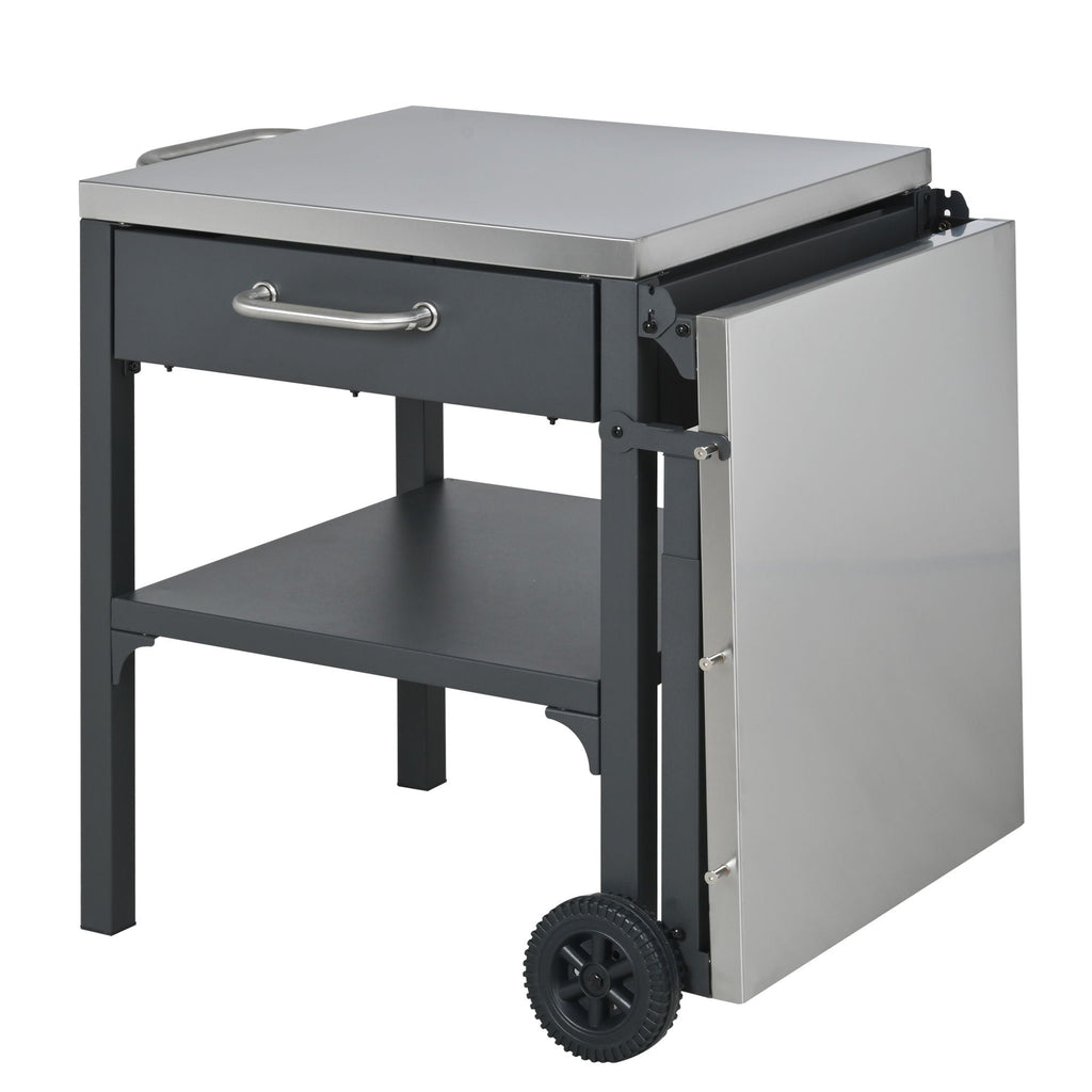 Foldable Outdoor Kitchen Cart with Storage - Black