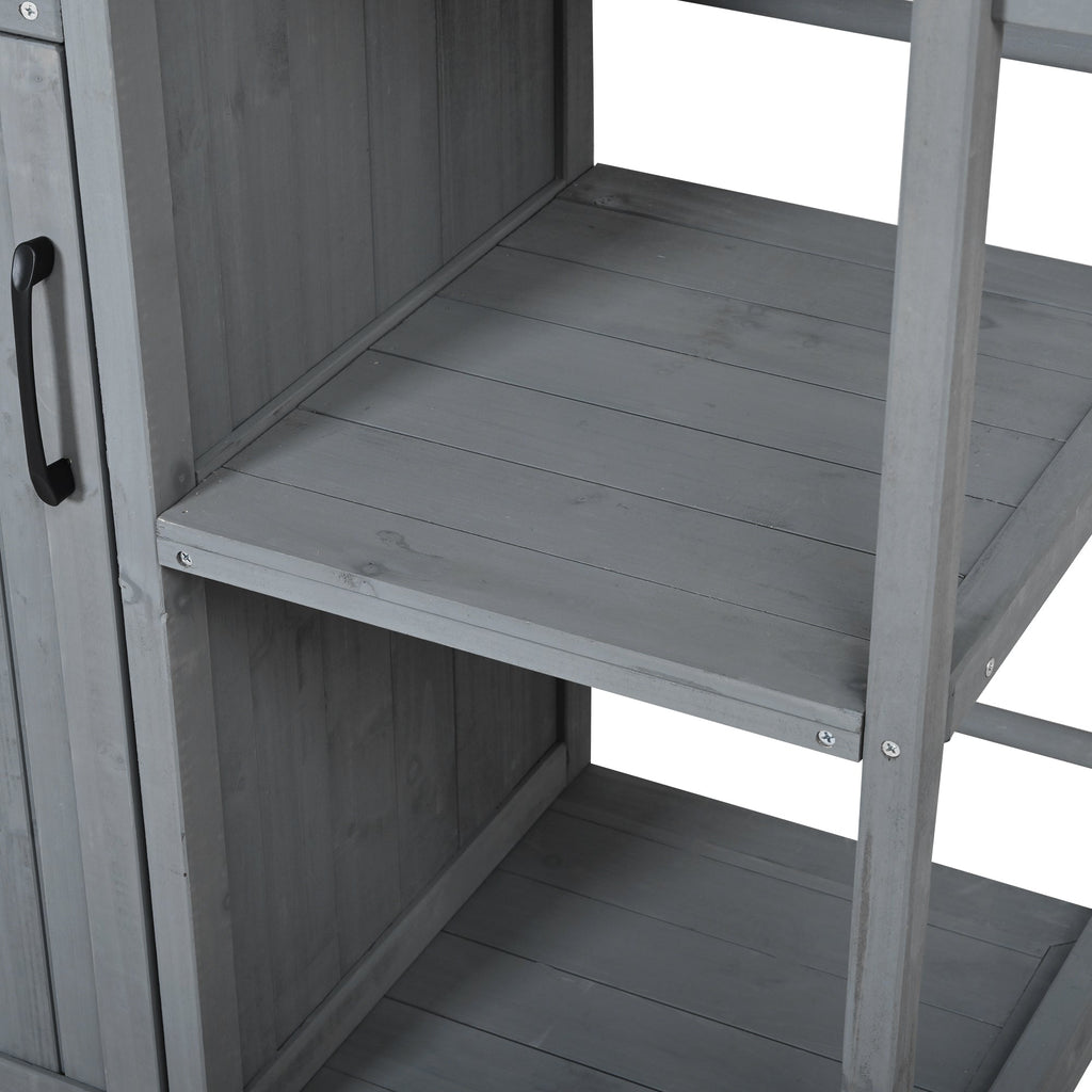 Outdoor Kitchen Island Prep Station with Stainless Steel Top - Natural Fir Wood