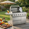 75300 BTU 6-Burner Deluxe Gas Outdoor Kitchen Grill with LED Knobs - Silver