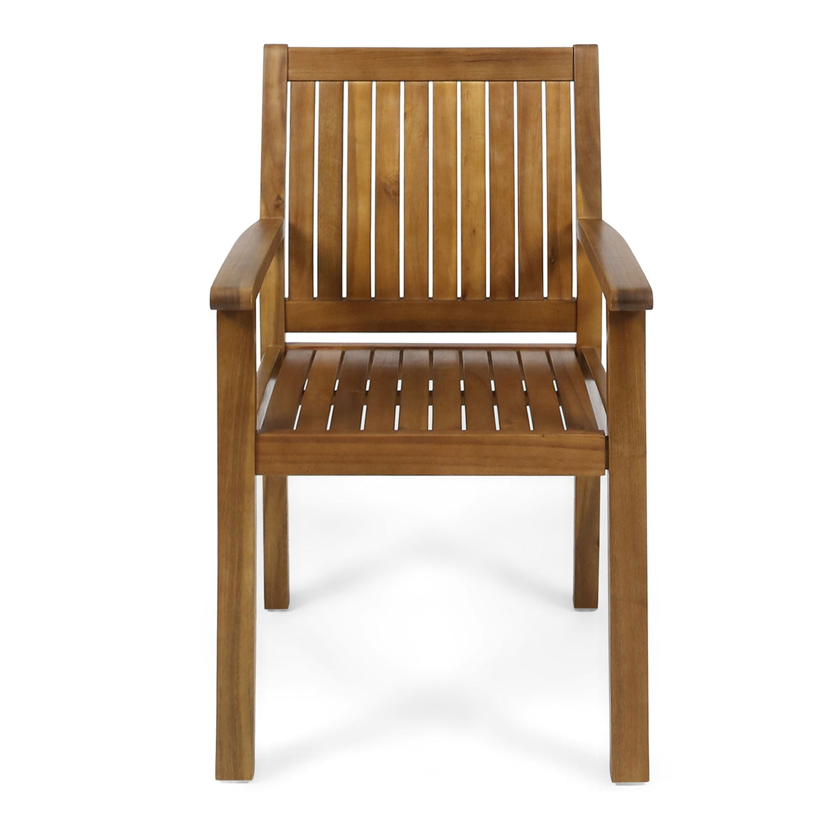 Amethyst Outdoor Dining Chair Set with Slat Design - Natural