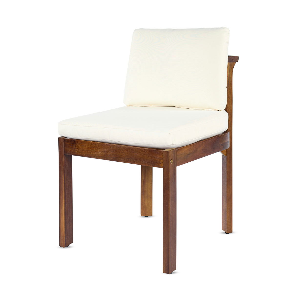 Acacia Wood Outdoor Dining Chair Set of 4 with Water-Repellent Cushions – Brown, Cream or Cream, Teak