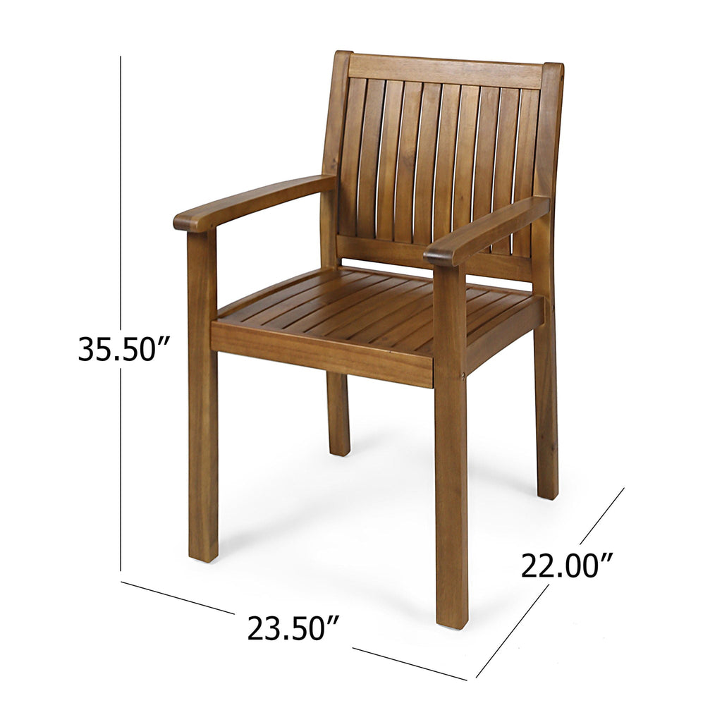 Amethyst Outdoor Dining Chair Set with Slat Design - Natural