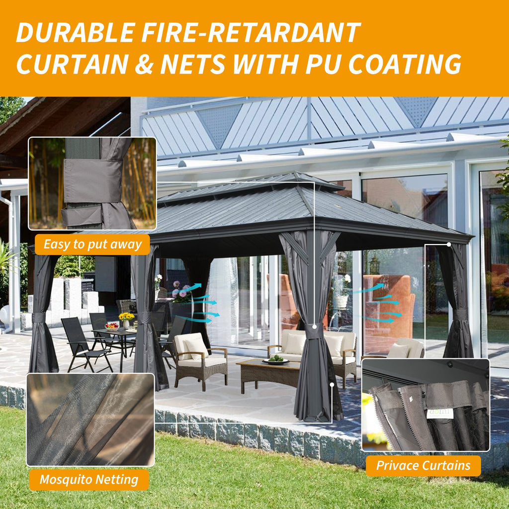12' x 20' Hardtop Gazebo with Drainage System - Metal