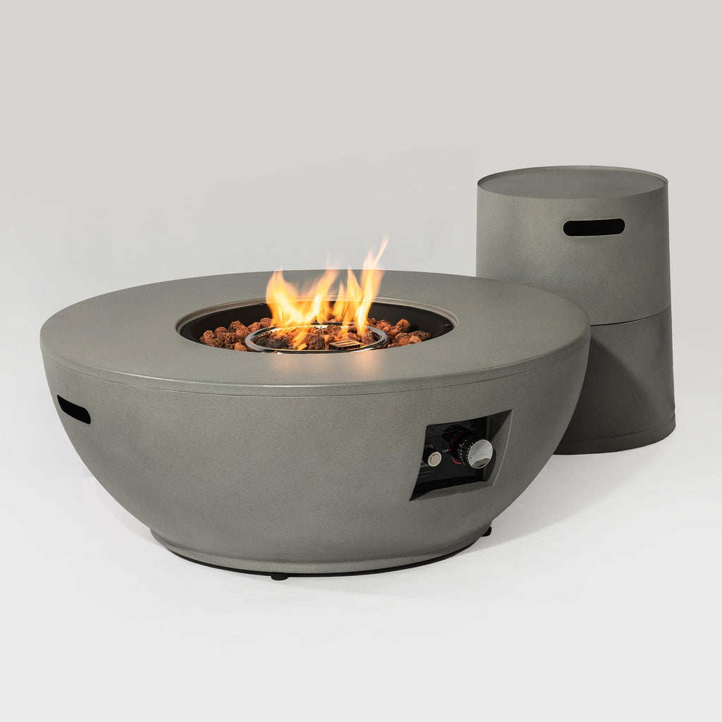36'' Propane Gas Fire Pit Table with 50,000 BTU Burner - Grey