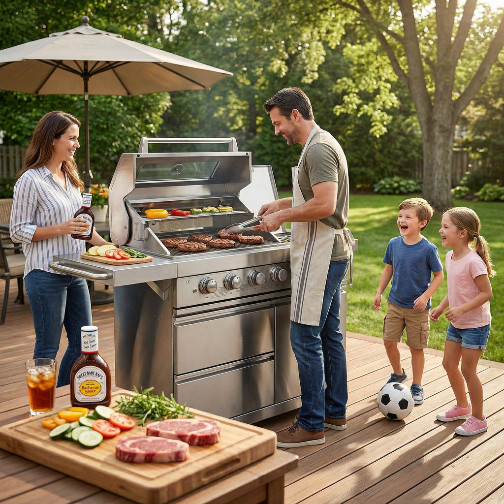 75300 BTU 6-Burner Deluxe Gas Outdoor Kitchen Grill with LED Knobs - Silver