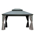 10' x 12' Hardtop Gazebo with Double Roof Canopy and Aluminum Frame - Grey