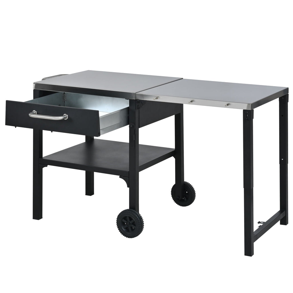 Foldable Outdoor Kitchen Cart with Storage - Black