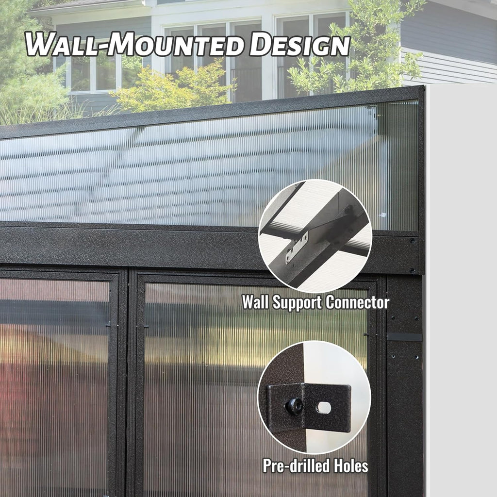 12x16FT All Season Sunroom with Lockable Sliding Doors - Dark Brown