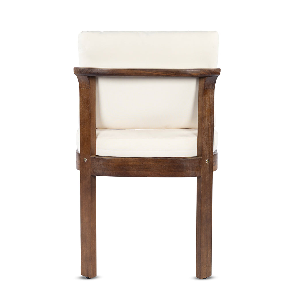 Acacia Wood Outdoor Dining Chair Set of 4 with Water-Repellent Cushions – Brown, Cream or Cream, Teak