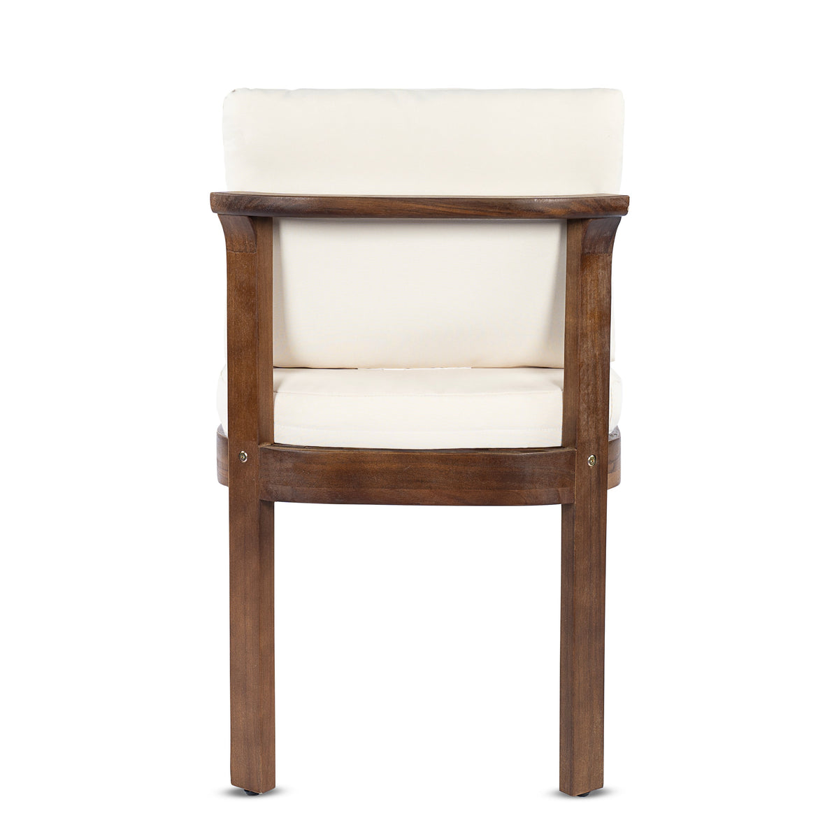 Acacia Wood Outdoor Dining Chair Set of 4 with Water-Repellent Cushions – Brown, Cream or Cream, Teak
