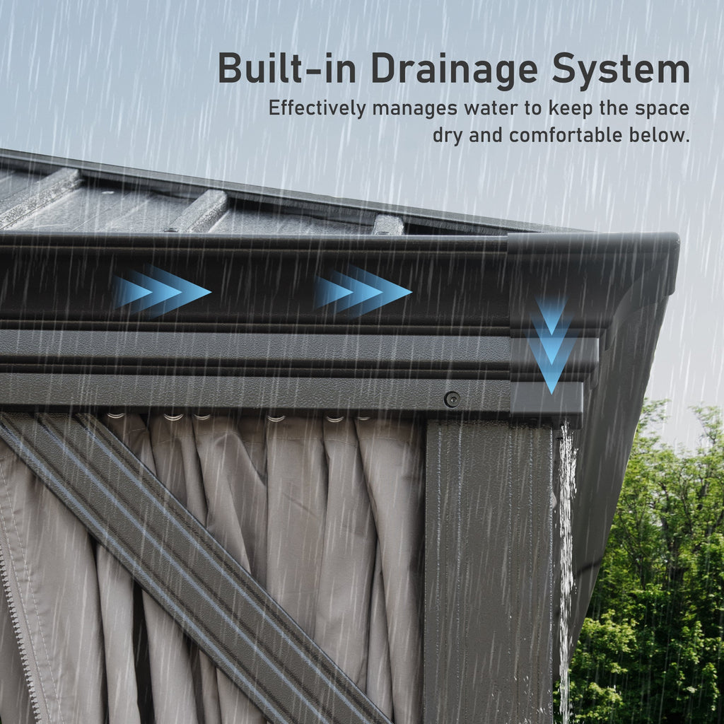 12' x 20' Hardtop Gazebo with Drainage System - Metal