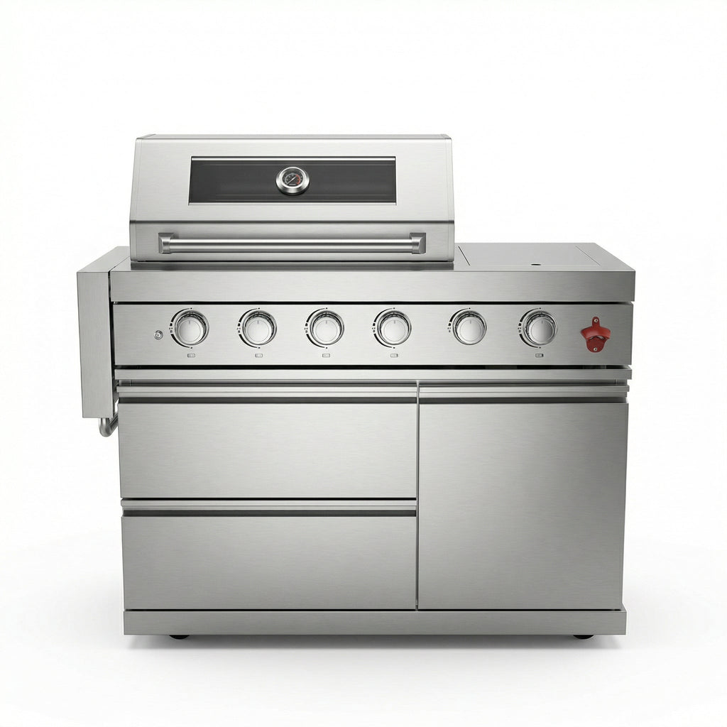 75300 BTU 6-Burner Deluxe Gas Outdoor Kitchen Grill with LED Knobs - Silver