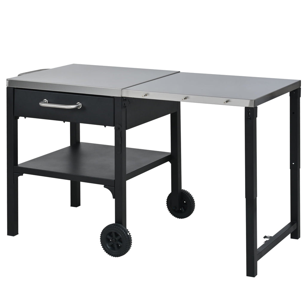 Foldable Outdoor Kitchen Cart with Storage - Black