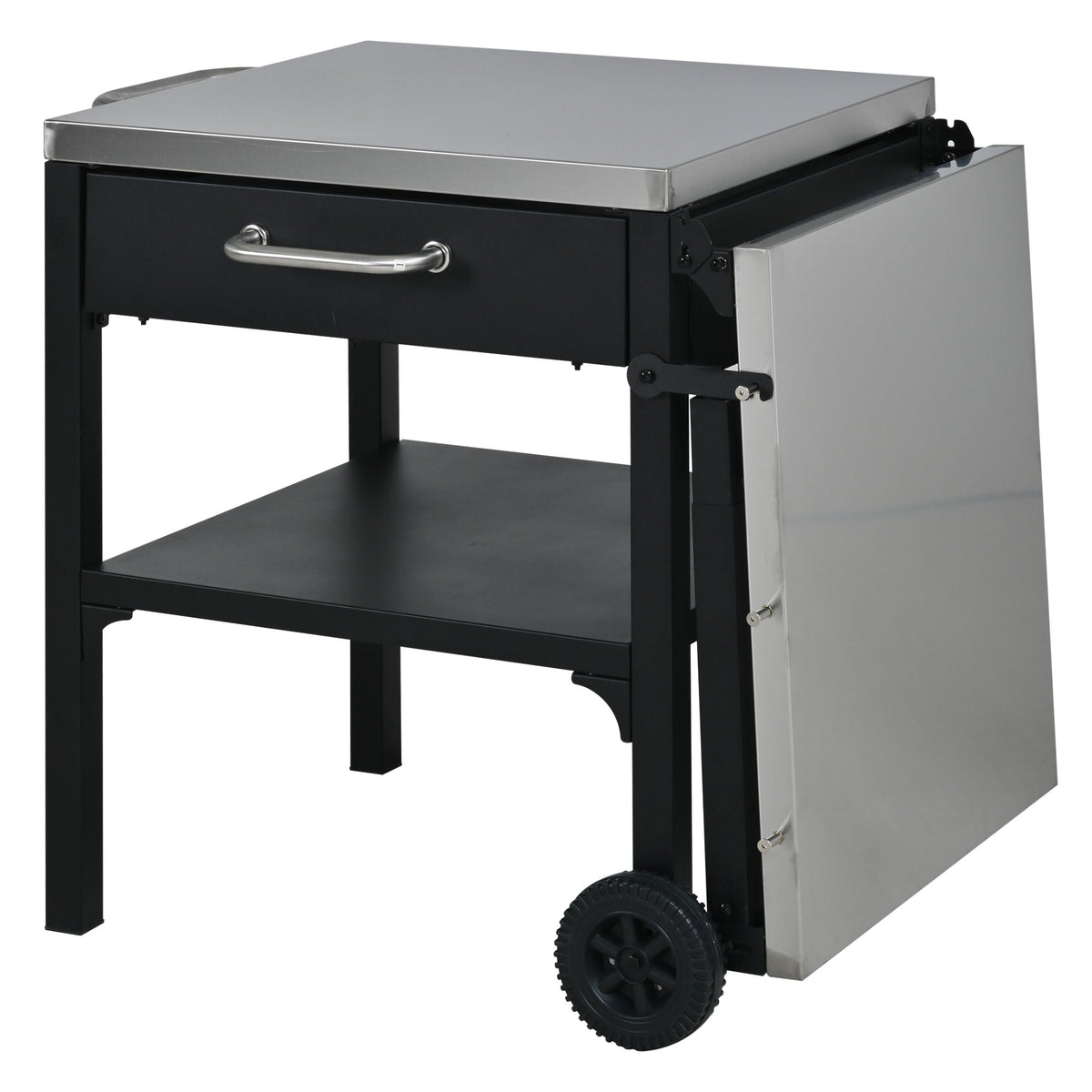 Foldable Outdoor Kitchen Cart with Storage - Black