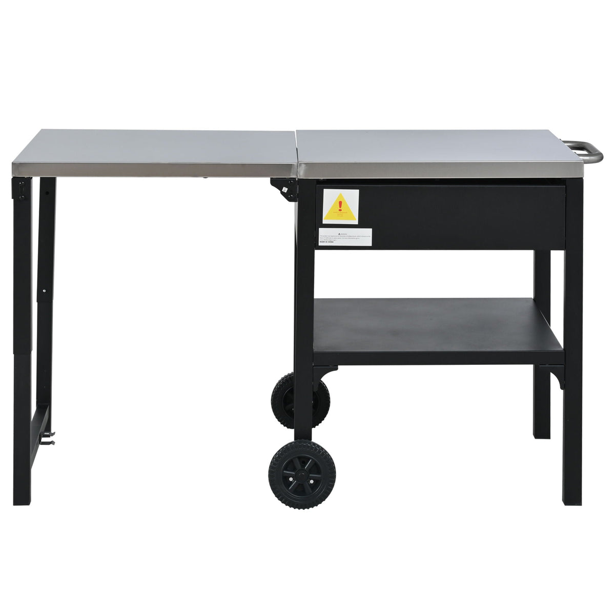 Foldable Outdoor Kitchen Cart with Storage - Black