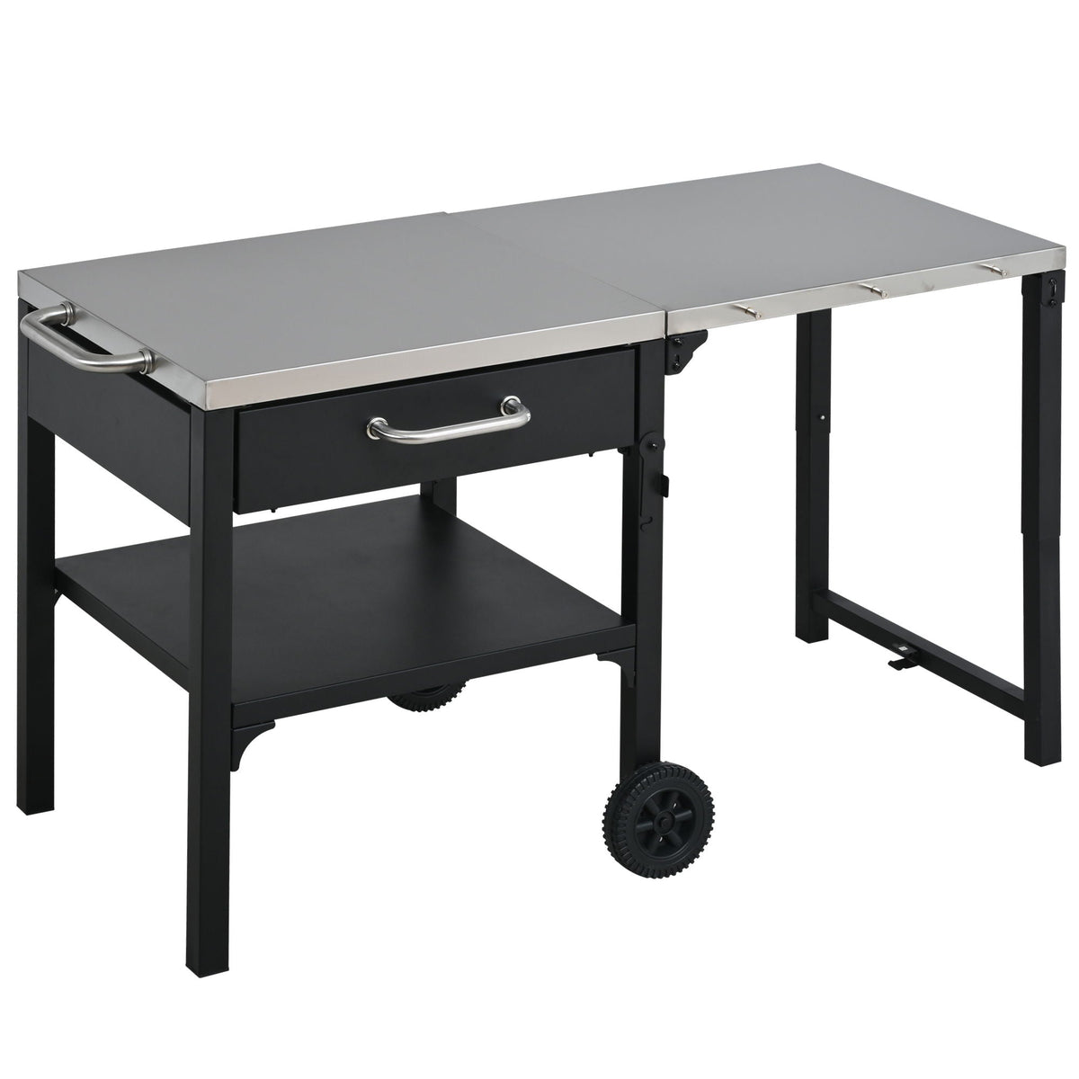 Foldable Outdoor Kitchen Cart with Storage - Black
