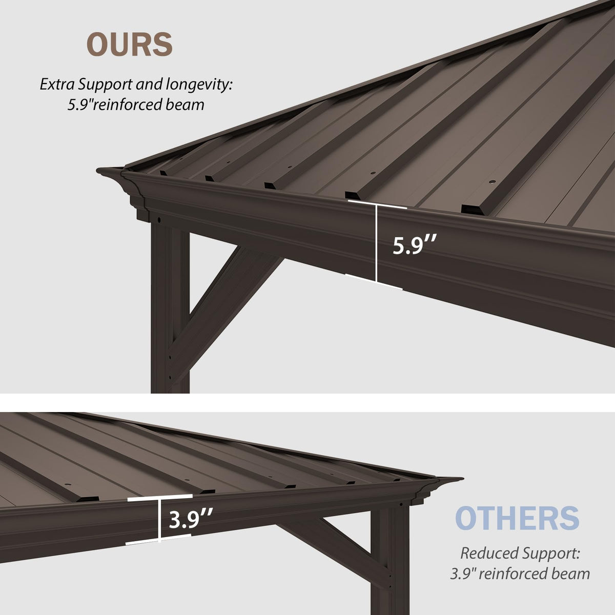 10' x 12' Hardtop Gazebo with Galvanized Steel Double Roof - Brown