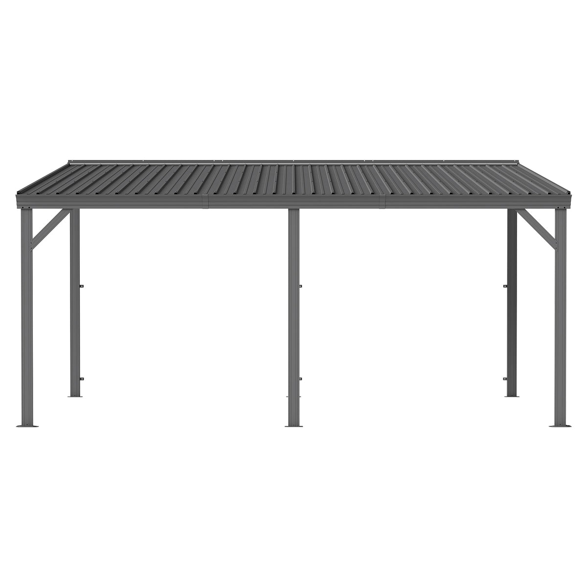 12'x16' Hardtop Lean-To Gazebo with Gutters - Grey or Brown