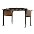 Outdoor Patio Pergola Gazebo with Retractable Canopy - Beige or Dark Gray