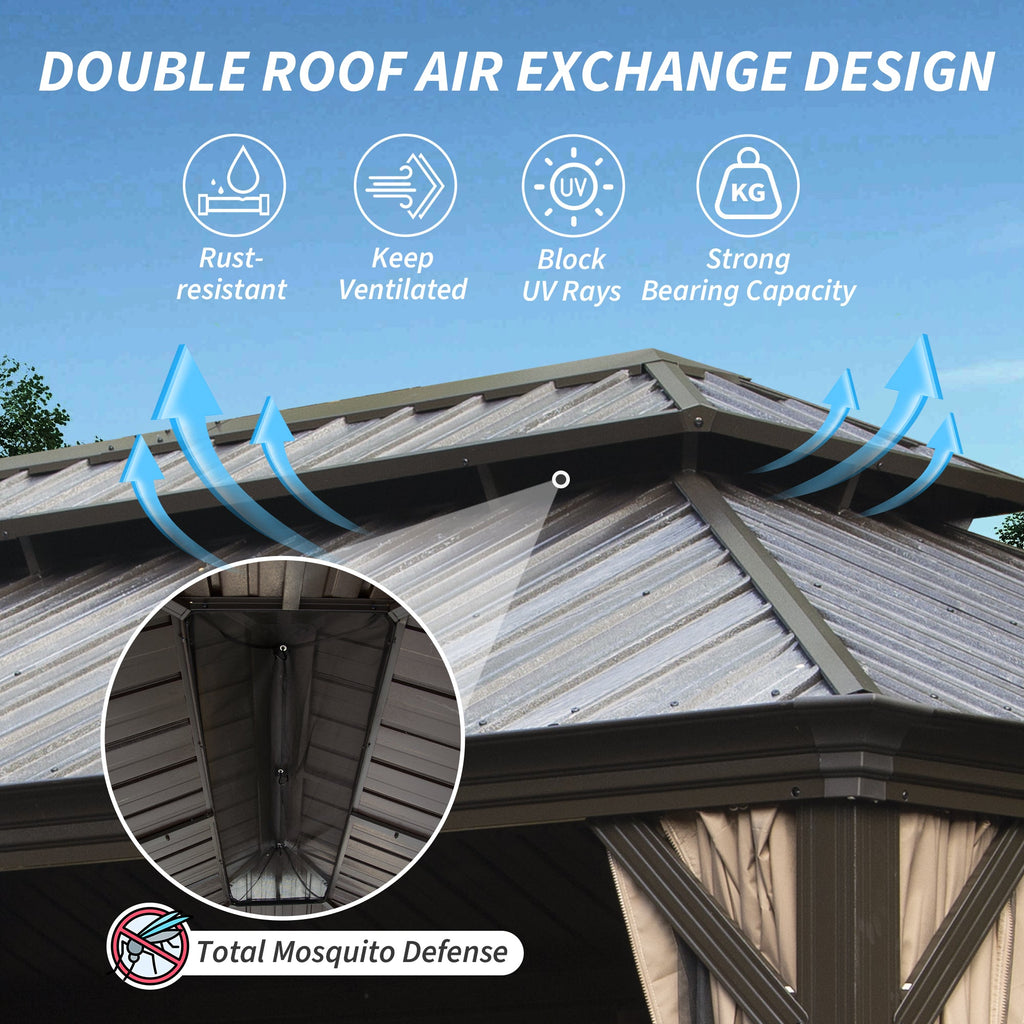 12' x 20' Hardtop Gazebo with Drainage System - Metal