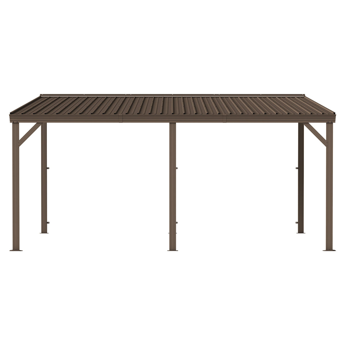 12'x16' Hardtop Lean-To Gazebo with Gutters - Grey or Brown