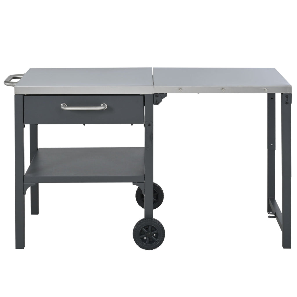 Foldable Outdoor Kitchen Cart with Storage - Black