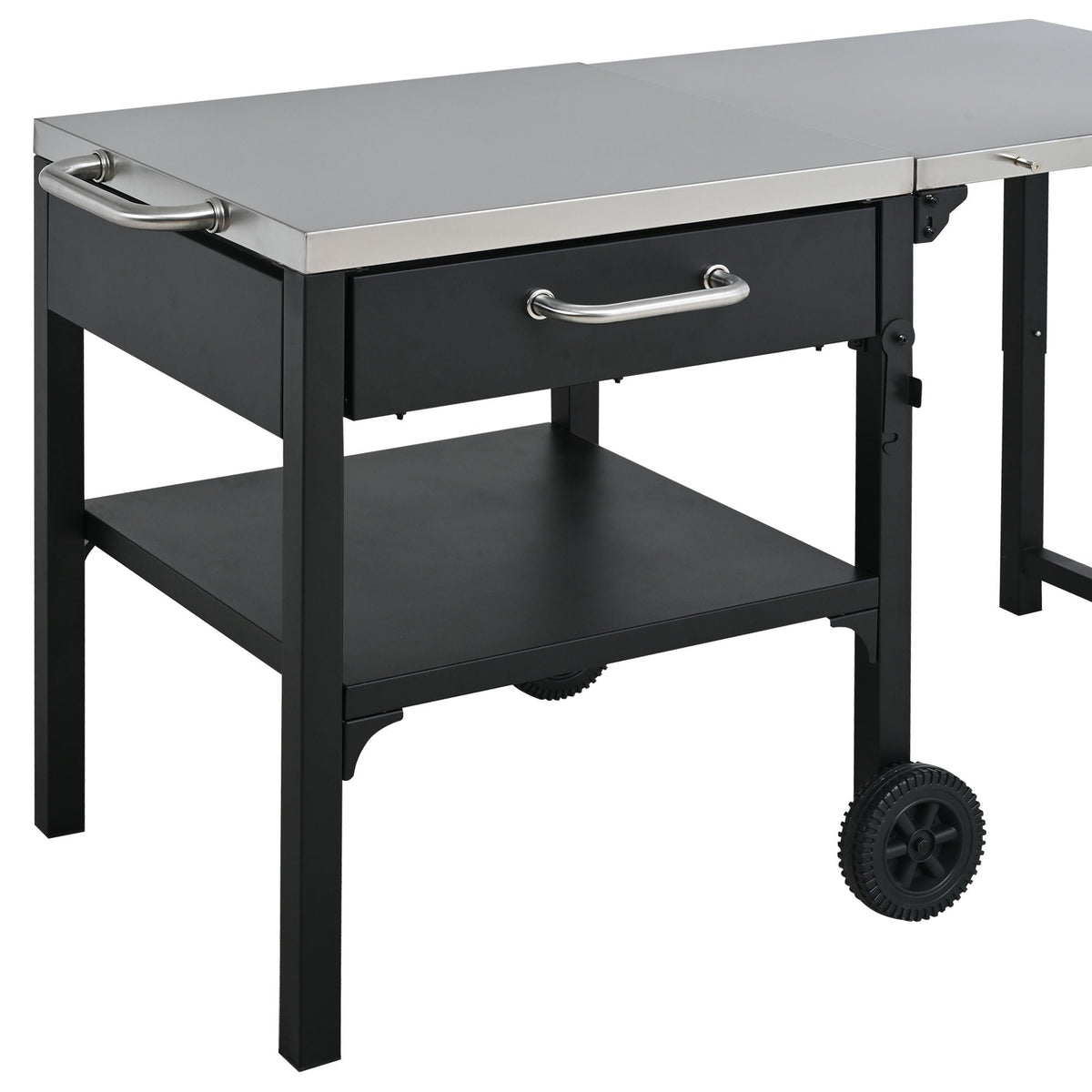 Foldable Outdoor Kitchen Cart with Storage - Black