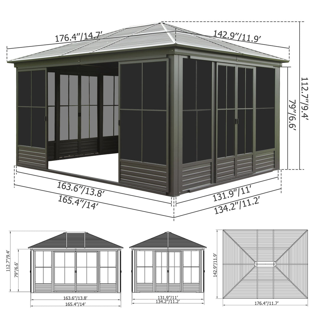 12x14FT Outdoor Sunroom Gazebo