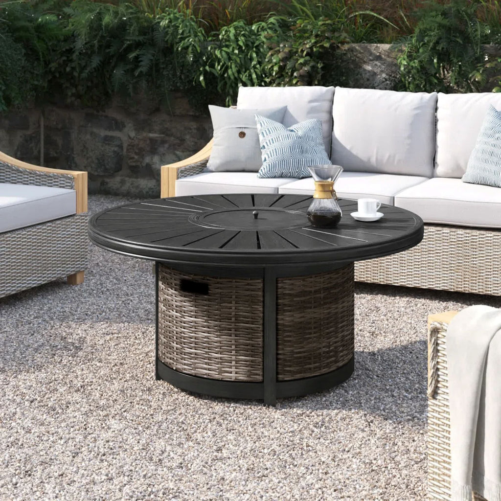 Cassara Resort Propane Outdoor Fire Pit Table with 60,000 BTU Output - Brown
