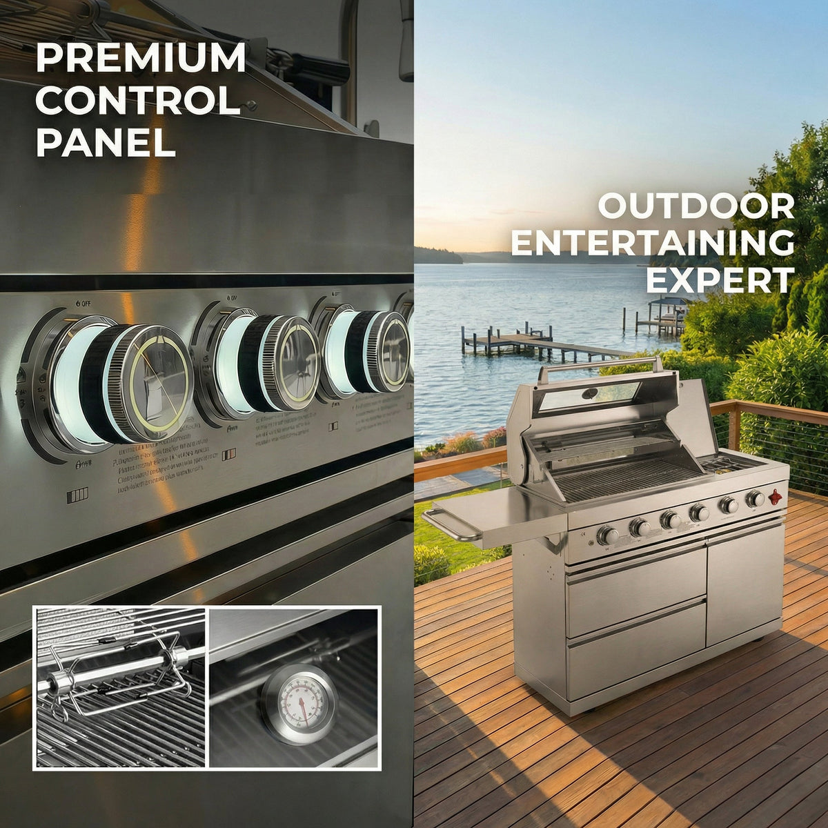 75300 BTU 6-Burner Deluxe Gas Outdoor Kitchen Grill with LED Knobs - Silver