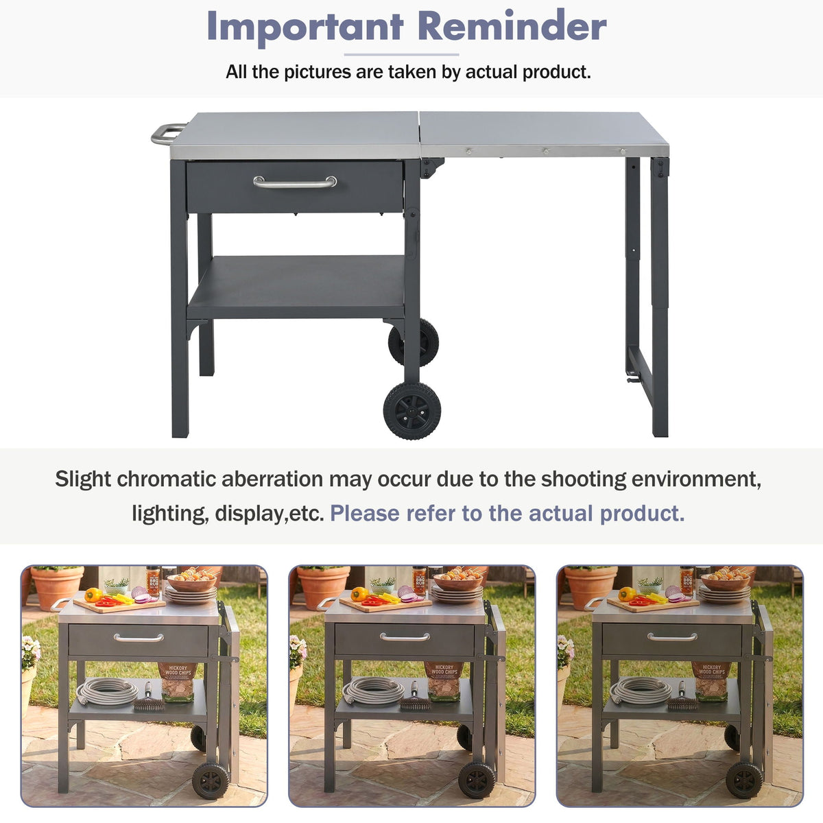 Foldable Outdoor Kitchen Cart with Storage - Black