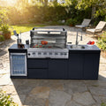 Stainless Steel Outdoor Kitchen Grill with Built-In Refrigerator – Brushed Finish