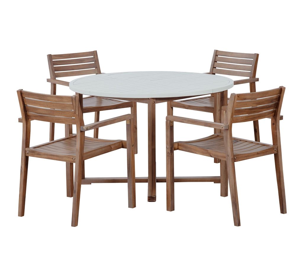 Acacia Wood Outdoor Dining Set with 47.2" Round Table - Natural