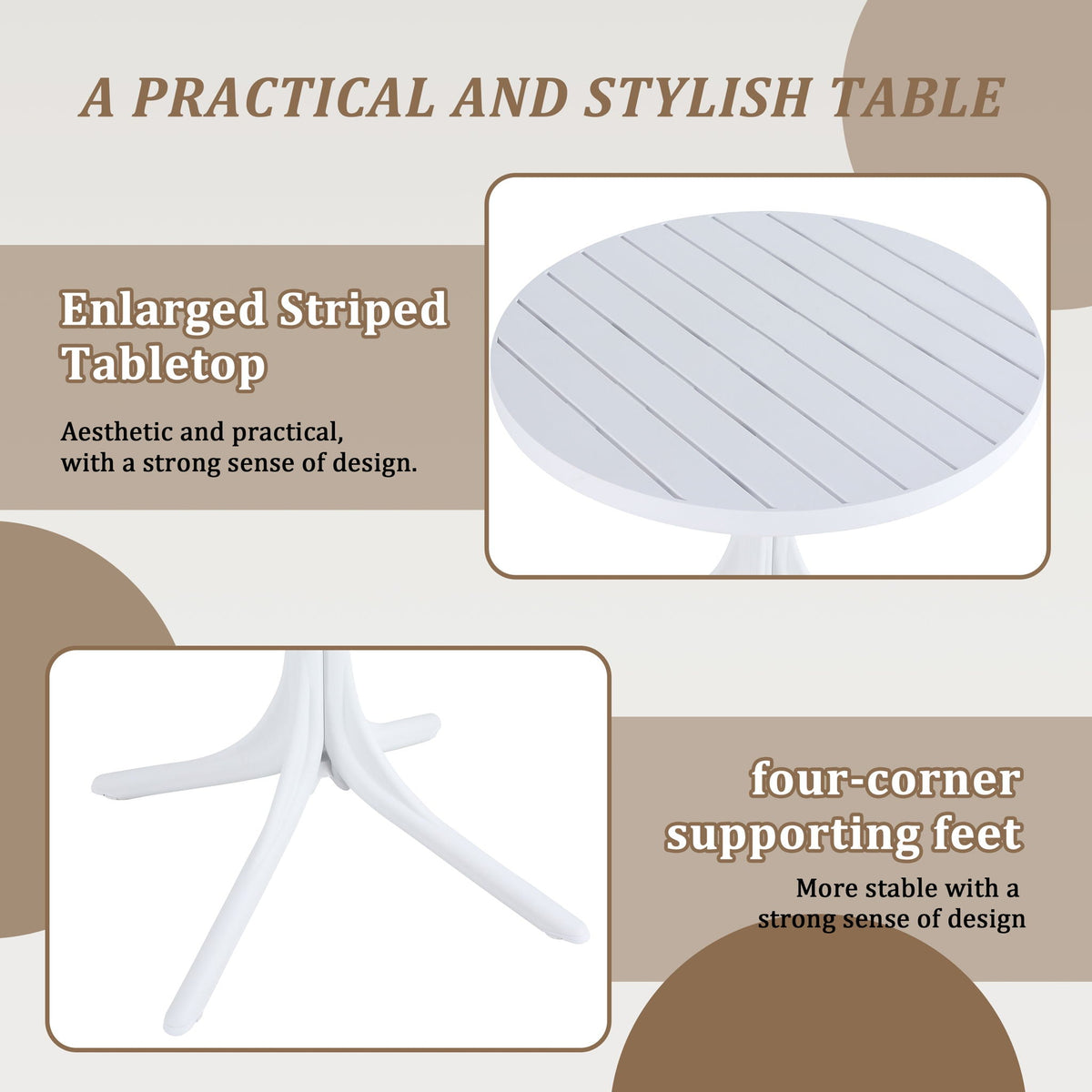 4 Modern Stackable Plastic Armchair Set with Round Table - Light Blue or Dark Gray