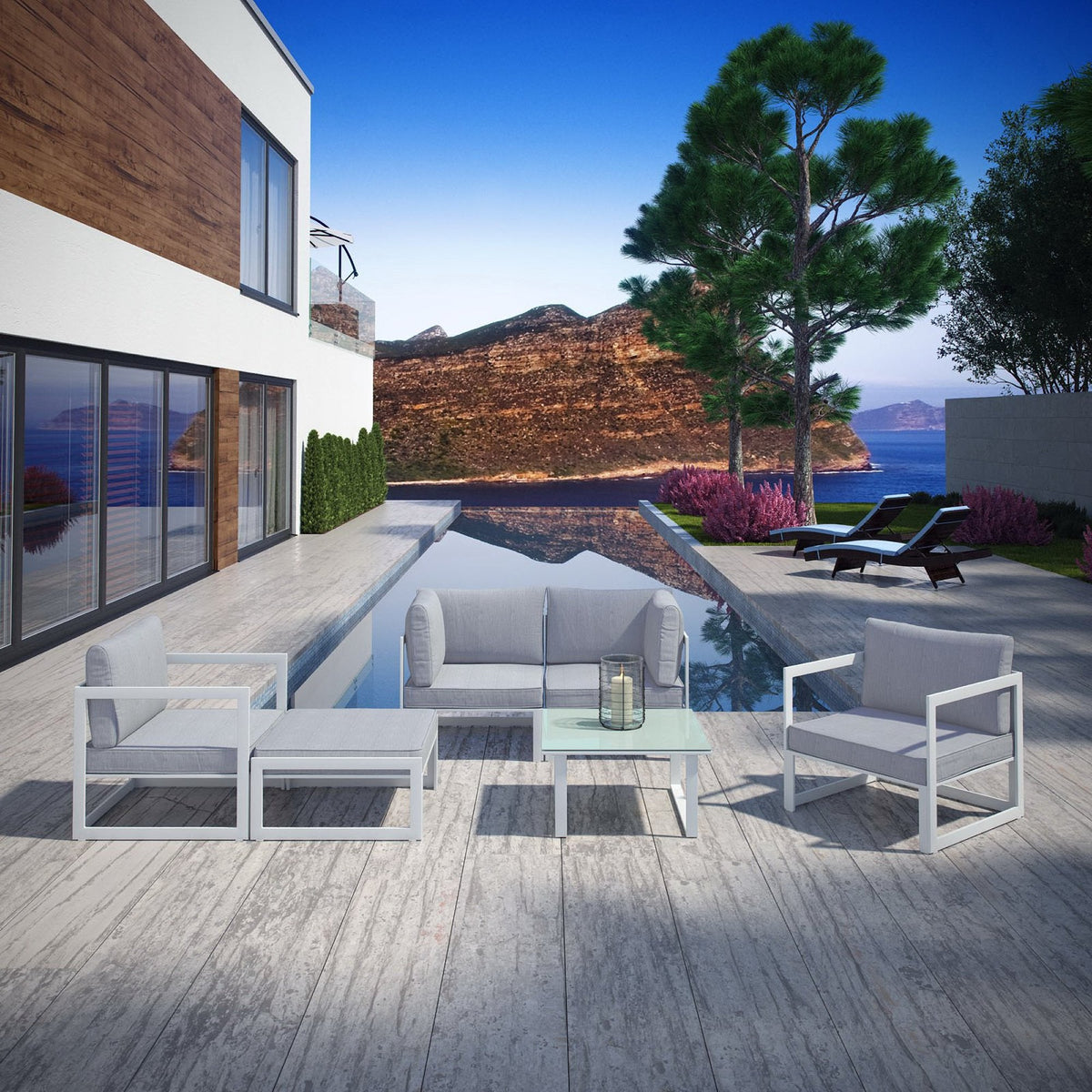 Fortuna 6 Piece Outdoor Patio Sectional Sofa Set by Modway - EEI-1723