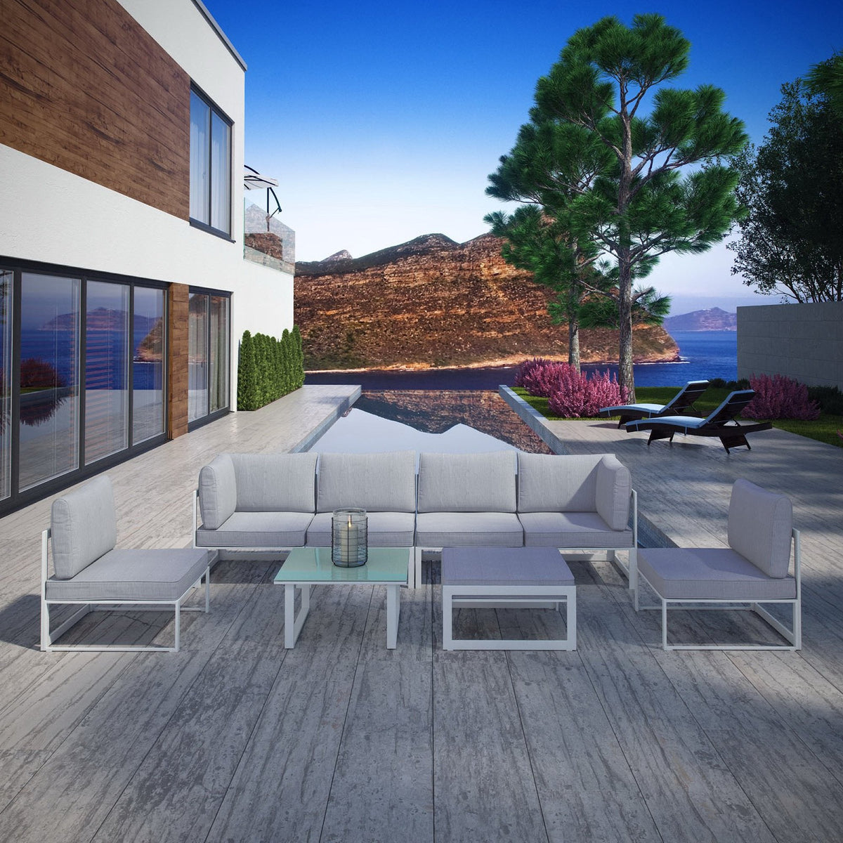 Fortuna 8 Piece Outdoor Patio Sectional Sofa Set by Modway