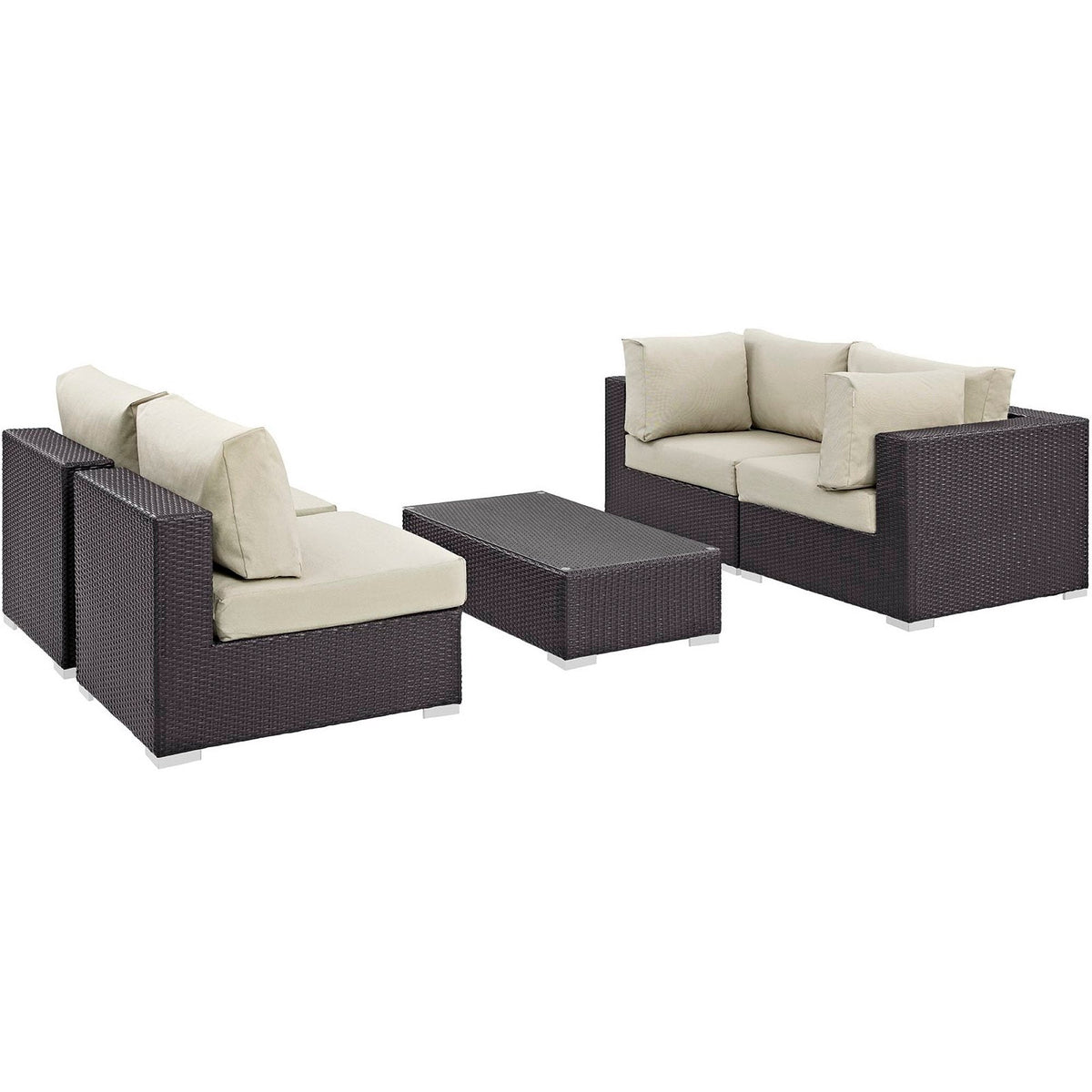 Convene 5 Piece Outdoor Patio Sectional Set by Modway
