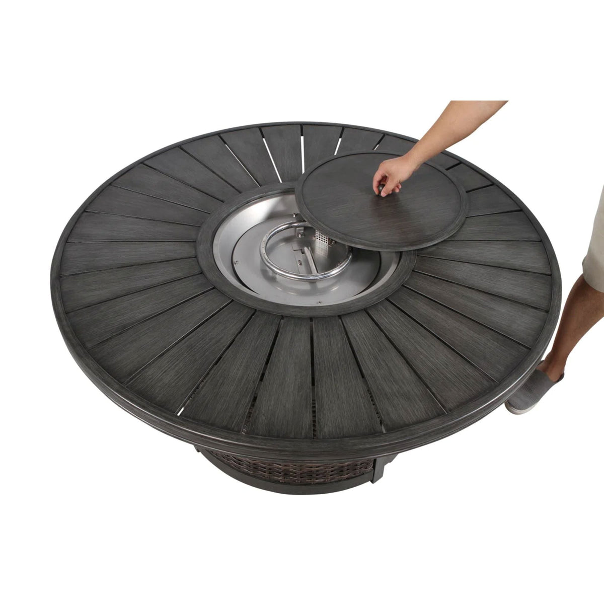 Cassara Resort Propane Outdoor Fire Pit Table with 60,000 BTU Output - Brown