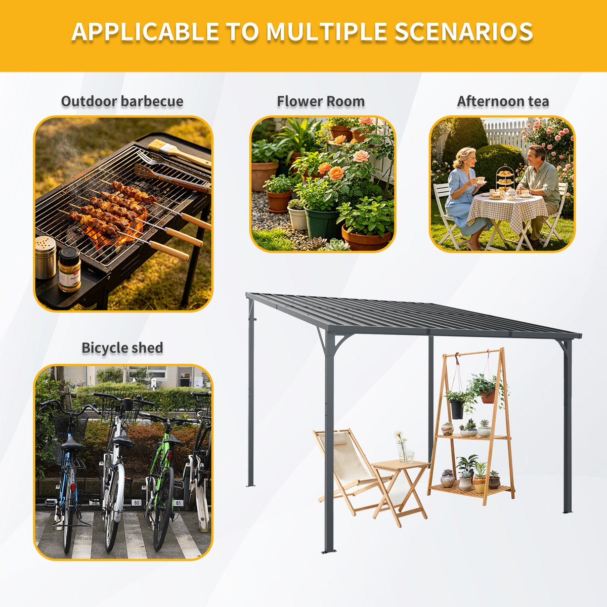 10' x 10' Outdoor Hardtop Pergola Gazebo with Galvanized Steel - Gray