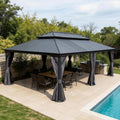 14'x24' Hardtop Gazebo with Resin Roof and Metal Frame - Dark Grey